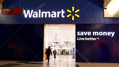 One side of Walmart store entrance