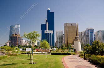 Abu Dhabi Skyline with lighthouse