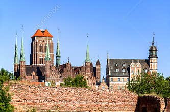 St Mary Cathedral and ruins in Gdansk, Poland