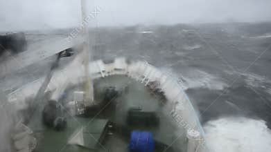 The ship is in a storm at sea