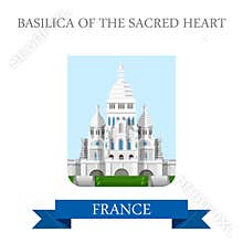 Basilic Sacred Heart Paris France flat vector attraction sight