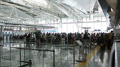 People waiting for boarding pass check-in