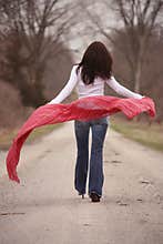 Pretty Woman in Red Shawl