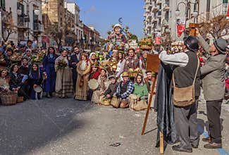 Putignano,Apulia,Italy - February 15, 2015: allegorical scene representing peasant life of the past.