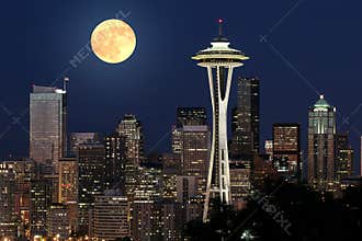 Seattle and Full moon #2
