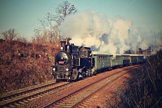Historic steam train. Specially launched Czech old steam train trips and for traveling around the Czech Republic.