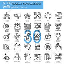 Project management , thin line icons set