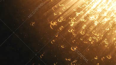 Arabic alphabets golden light background loop
