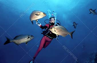 Woman Scuba Diver in Cozumel