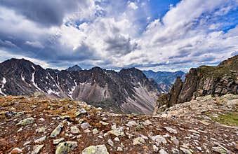 Mountain pass and tragic sky