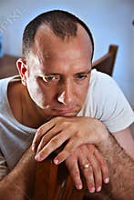 Sad man thinking