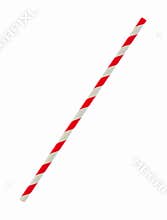 Red striped papaer straw isolated on white