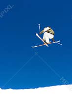Man skiing on slopes of Pradollano ski resort in Spain