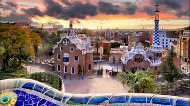 Barcelona, Park Guell, Spain - nobody, Time lapse