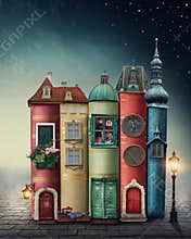 Magic city with books
