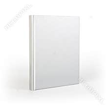 Blank book cover over white background with shadow.