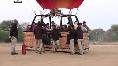 Staffs preparing hot air balloons
