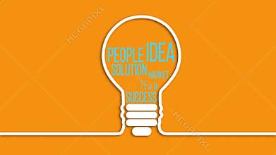 Business motivating concept. Words appearing in light bulb and lighting it up.