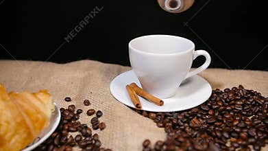 Fast Pouring Coffee into Cup