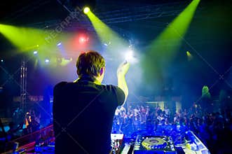 Dj at the concert, blurred motion
