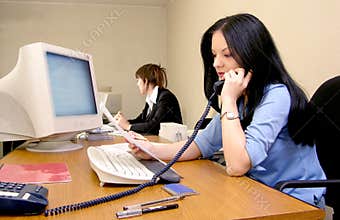 Office workers doing business