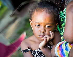 Beautiful Sad African American Girl