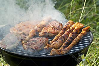 Grill Barbecue with smoke