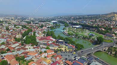 Aerial view of Tbilisi downlown