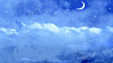 Night Sky flight with moon