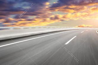 Motion blur of the highway road