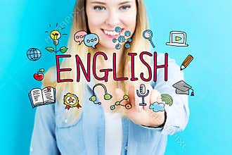 English concept with young woman