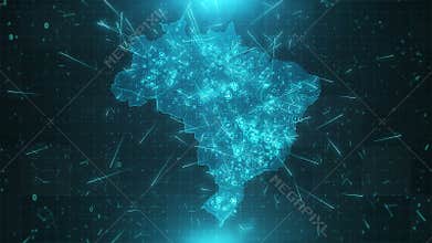 Brazil Map Background Cities Connections 4K