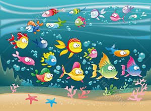 Big Family of Fish in the sea