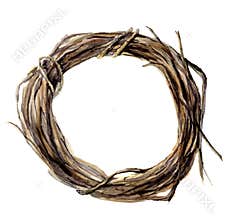 Watercolor hand painted wreath of twig. Wood wreath for design and background