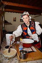 Woman dressed in traditional romanian costume