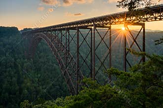 Sunset at the New River Gorge Bridge in West Virginia
