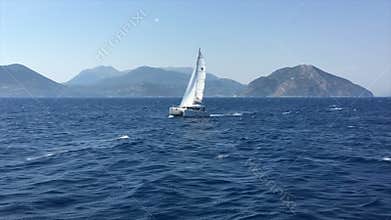 Ionian Sea, Greece, catamaran sail boat.