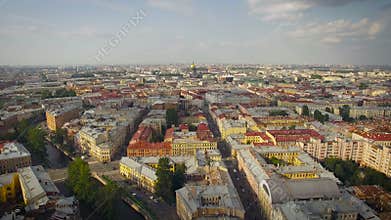 Flying over the roofs of Saint-Petersburg