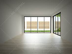 Interior of empty room 3D rendering