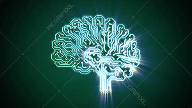 Pulsating electronic brain with rays