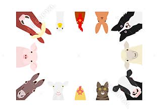 Farm animals rectangle frame
