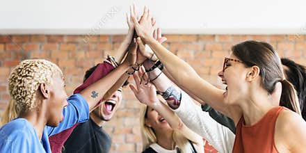 Teamwork Power Successful Meeting Workplace Concept