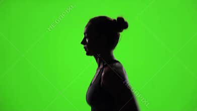 Sport concept. Running girl. Green screen. Slow motion