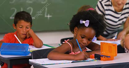 School kids doing their homework