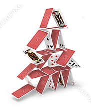 House of cards tower 3D collapsing