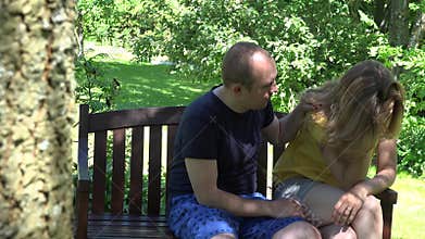 Sinful husband man ask his angry wife woman for forgiveness. 4K