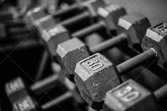 Weights on rack