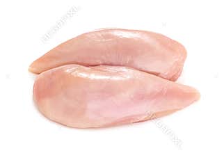 Raw chicken fillet breast isolated on white background.