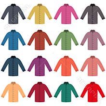 Set of colored shirts, vector illustration.