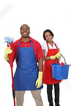 Attractive Cleaning Man and Woman